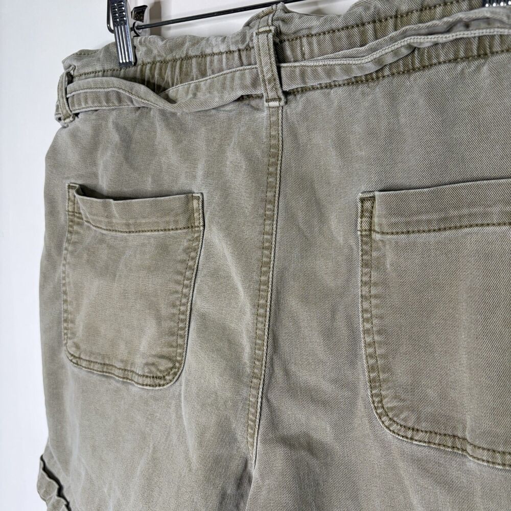 Loft Shorts Paperbag High Rise Olive Green Tie Waist Cinched Women Size Large - Picture 5 of 6